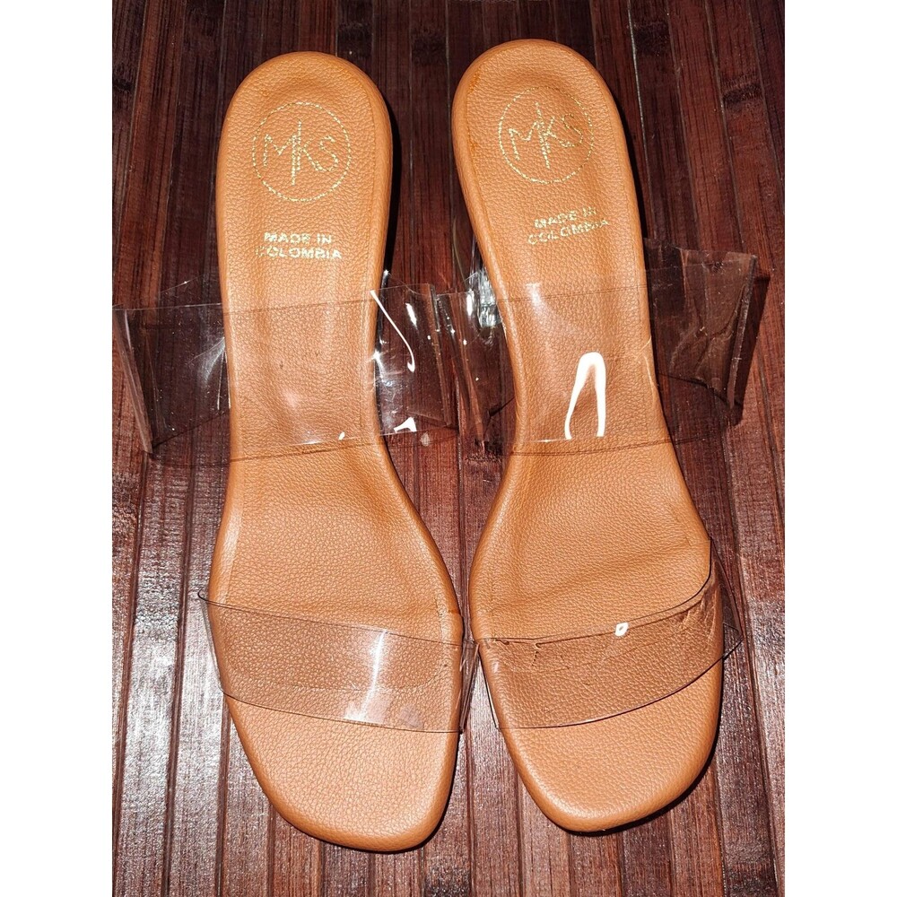 Women's Clear Acrylic Sandals with Tan Bottom